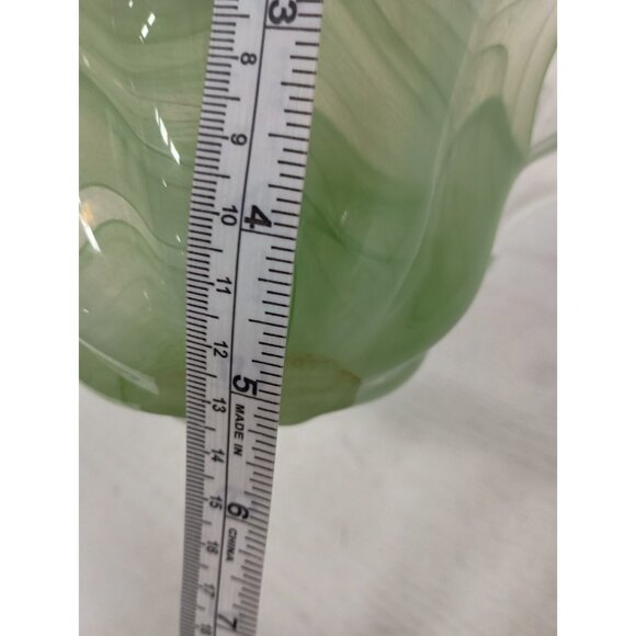 Vintage Ballantine Hand Blown Green Art Glass Iridescent Swirl Flower Candy Bowl - Picture 8 of 8